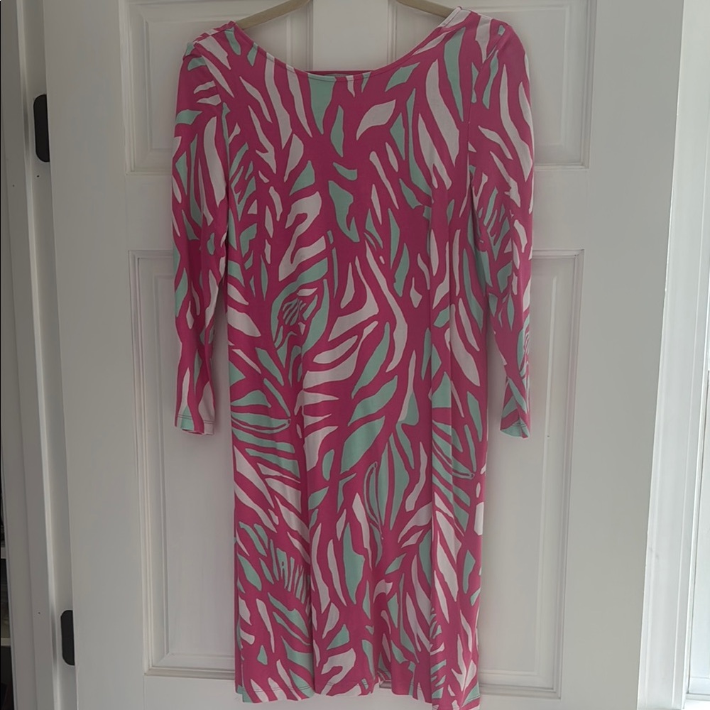 Pink and Green Patterned Women's Dress